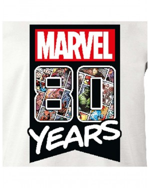 MARVEL COMICS 80 YEARS LIMITED EDITION PRINT WHITE T-SHIRT