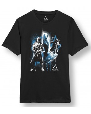 OFFICIAL ASSASSIN'S CREED LEGACY JACOB FRYE & CONNOR KENWAY GRAFFITI BLACK T-SHIRT