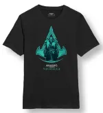 OFFICIAL ASSASSIN'S CREED VALHALLA  EIVOR CHARACTER LOGO PRINT BLACK T-SHIRT