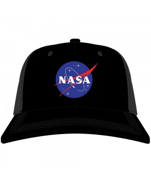 NASA MEATBALL LOGO SPACE SHUTTLE PATCHES BLACK TRUCKER SNAPBACK CAP