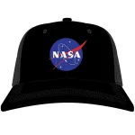 NASA MEATBALL LOGO SPACE SHUTTLE PATCHES BLACK TRUCKER SNAPBACK CAP