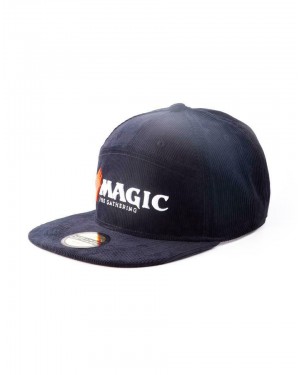 MAGIC THE GATHERING LOGO CORDUROY STYLED BLACK 7 PANEL SNAPBACK CAP