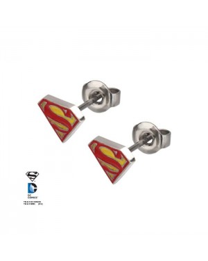 DC COMICS MAN OF STEEL SUPERMAN LOGO STAINLESS STEEL STUD EARRINGS