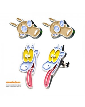 NICKELODEON ROCKO AND SPUNKY FACES STUD EARRINGS