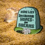 NICKELODEON SPONGEBOB SQUAREPANTS HERE LIES SQUIDWARD'S HOPES AND DREAMS  SOFT ENAMEL PIN BADGE