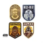 STAR WARS R2-D2, C-3PO, CHEWBACCA & JAWAS SOFT ENAMEL PIN BADGE (SET OF 4)