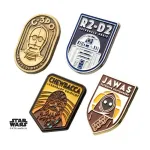 STAR WARS R2-D2, C-3PO, CHEWBACCA & JAWAS SOFT ENAMEL PIN BADGE (SET OF 4)