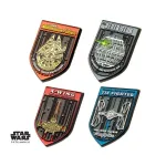 STAR WARS MILLENIUM FALCON, DEATH STAR, X-WING & TIE FIGHTER SOFT ENAMEL PIN BADGE (SET OF 4)