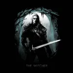 NETFLIX THE WITCHER GERALT OF RIVIA POSE PRINT BLACK T-SHIRT