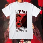 MARVEL COMICS BLACK WIDOW POP ART STYLE POSTER PRINT WHITE T-SHIRT