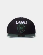 MARVEL COMICS DISNEY + LOKI HORNS LOGO BLACK SNAPBACK CAP