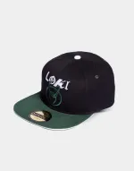 MARVEL COMICS DISNEY + LOKI HORNS LOGO BLACK SNAPBACK CAP