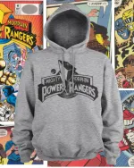 POWER RANGERS LOGO GREY HOODED PULLOVER JUMPER