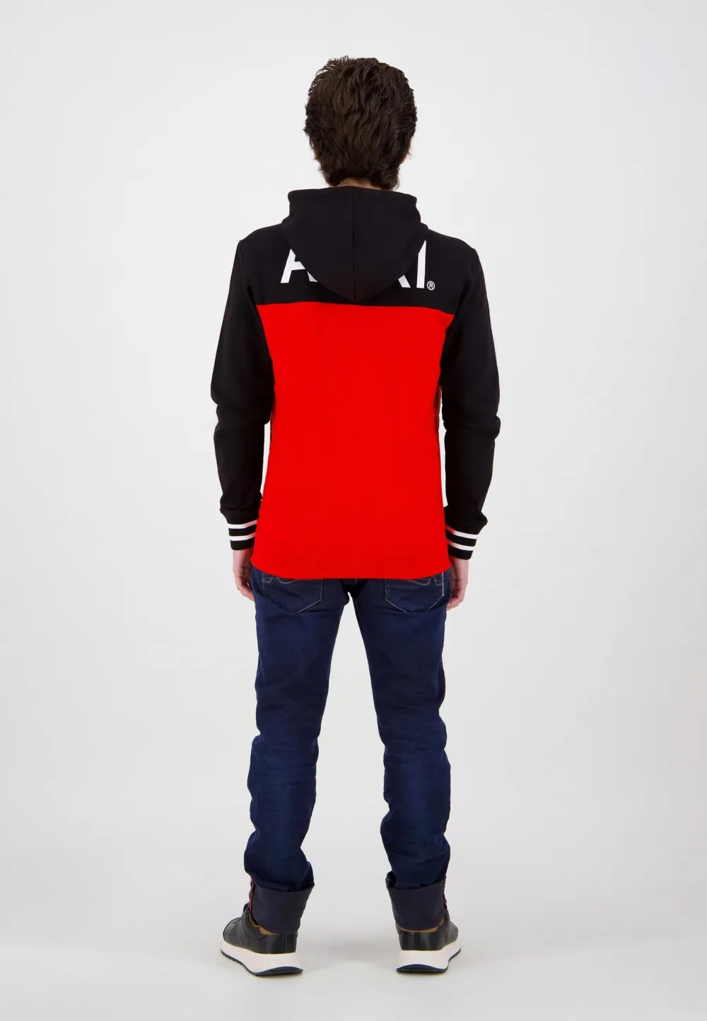 OFFICIAL ATARI LOGO COLOUR BLOCK RED HOODIE JUMPER