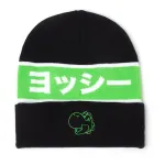 NINTENDO SUPER MARIO BROS YOSHI JAPANESE TEXT OUTLINE BLACKCUFF BEANIE