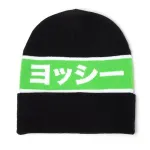 NINTENDO SUPER MARIO BROS YOSHI JAPANESE TEXT OUTLINE BLACKCUFF BEANIE