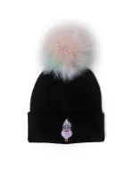 DISNEY THE LITTLE MERMAID URSULA EMBROIDED POM CUFFED BLACK BEANIE