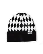 DISNEY ALICE IN WONDERLAND EMBROIDED CHECKERED CUFFED BLACK BEANIE