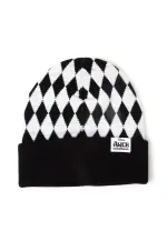 DISNEY ALICE IN WONDERLAND EMBROIDED CHECKERED CUFFED BLACK BEANIE