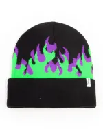 DISNEY MALEFICENT EMBROIDED FLAME CUFFED BLACK BEANIE