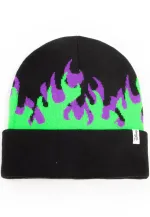 DISNEY MALEFICENT EMBROIDED FLAME CUFFED BLACK BEANIE