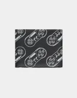 NINTENDO SNES LOGO CONTROLLER ALL OVER PRINT BLACK BI-FOLD WALLET