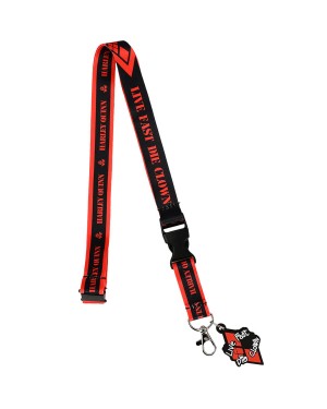 DC COMICS THE SUICIDE SQUAD HARLEY QUINN LIVE FAST DIE CLOWN RED LANYARD