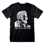 STAR WARS OBI-WAN KENOBI SKETCHED STYLE WHITE PRINT BLACK T-SHIRT