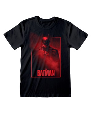 DC COMICS THE BATMAN RED SMOKE STANCE PRINT BLACK T-SHIRT