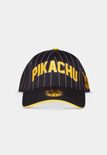 POKEMON PIKACHU COLLAGE STRIPES BLACK SNAPBACK CAP