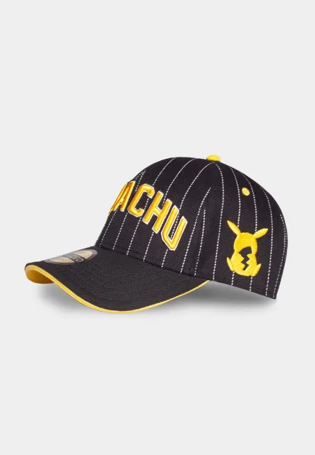 POKEMON PIKACHU COLLAGE STRIPES BLACK SNAPBACK CAP