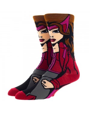 MARVEL COMICS WANDA THE SCARLET WITCH ALL OVER PRINT 1 PAIR CREW SOCKS (CHARACTER COLLECTION)