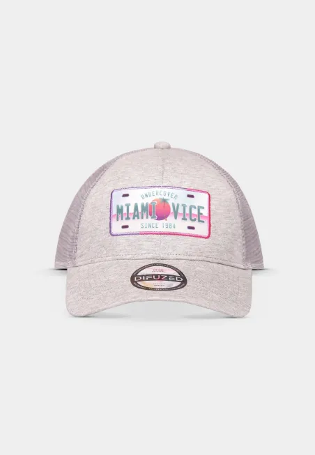 MIAMI VICE NUMBER PLATE PATCH PRINT GREY TRUCKER SNAPBACK BASEBALL CAP