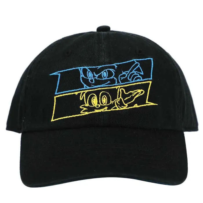 SONIC THE HEDGEHOG 2 SONIC AND TAILS BLACK STRAPBACK BASEBALL CAP