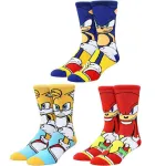 SONIC THE HEDGEHOG SONIC, TAILS AND KNUCKLES ALL OVER PRINT 3 PAIR CREW SOCKS (CHARACTER COLLECTION)