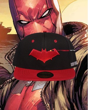 DC COMICS BATMAN RED HOOD SYMBOL BLACK SNAPBACK BASEBALL CAP