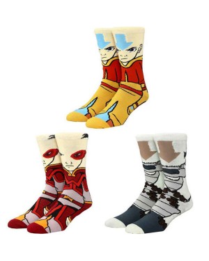 AVATAR THE LAST AIRBENDER AANG, ZUKO & APPA ALL OVER PRINT 3 PAIR CREW SOCKS (CHARACTER COLLECTION)
