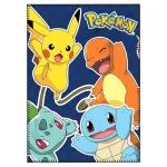 POKEMON OG STARTERS PIKACHU, CHARMANDER, SQUIRTLE AND BULBASAUR FLEECE BLANKET