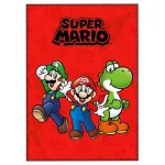 SUPER MARIO BROS MARIO, LUIGI & YOSHI RED FLEECE BLANKET