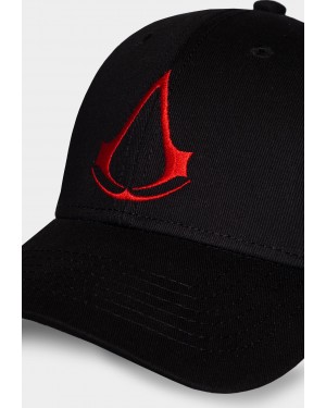 ASSASSIN'S CREED EMBROIDERED RED LOGO BLACK SNAPBACK BASEBALL CAP