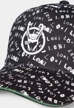 MARVEL COMICS LOKI SYMBOL ALL OVER PRINT BLACK SNAPBACK BASEBALL CAP