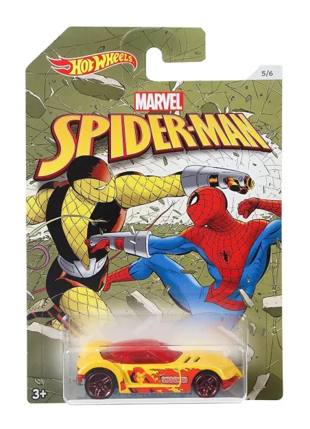 MARVEL SPIDER-MAN SHOCKER GOLDEN ARROW DIE-CAST & PLASTIC HOT WHEELS VEHICLES [5/6]