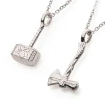 MARVEL COMICS LOVE AND THUNDER Mjölnir & Stormbreaker BESTIES PENDANT NECKLACE