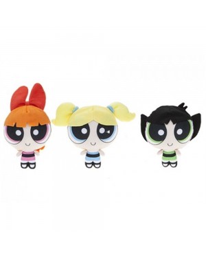 THE POWERPUFF GIRLS BUTTERCUP, BLOSSOM and BUBBLES CUDDLY SOFT TOY 18cm