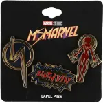 MARVEL COMICS MS MARVEL SET OF 3 ENAMEL PIN BADGE