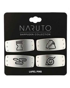 NARUTO SHIPPUDEN VILLAGE GRASS, ROCK,  CLOUD & SAND SET OF 4 PIN BADGE
