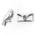 HARRY POTTER HEDWIG AND LETTER SILVER PLATED PAIR OF STUD EARRINGS