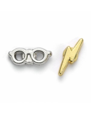 HARRY POTTER HARRY'S GLASSES & SCAR SILVER PLATED PAIR OF STUD EARRINGS