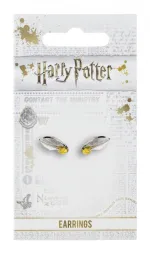 HARRY POTTER QUIDDITCH GOLDEN SNITCH SILVER PLATED PAIR OF STUD EARRINGS