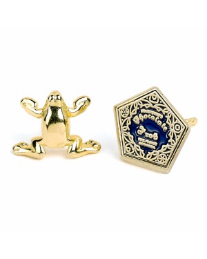 HARRY POTTER HONEYDUKES CHOCOLATE FROG SILVER PLATED PAIR OF STUD EARRINGS